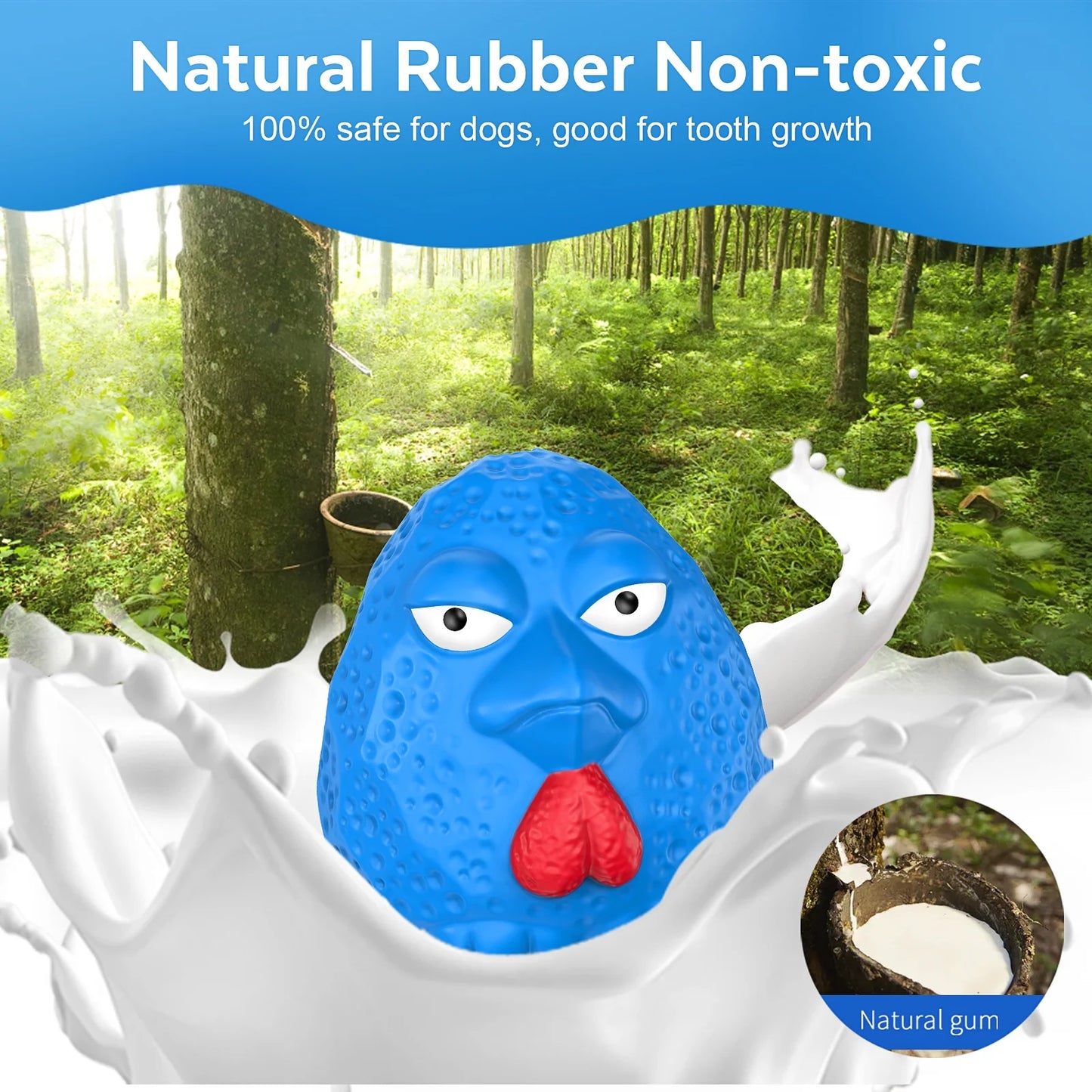 Rubber Dog Chew Toys,Treat Food Dispensing Dog Toys for Teeth Cleaning, Interactive Puzzle Dog Toys for Small Medium Large Dogs Blue