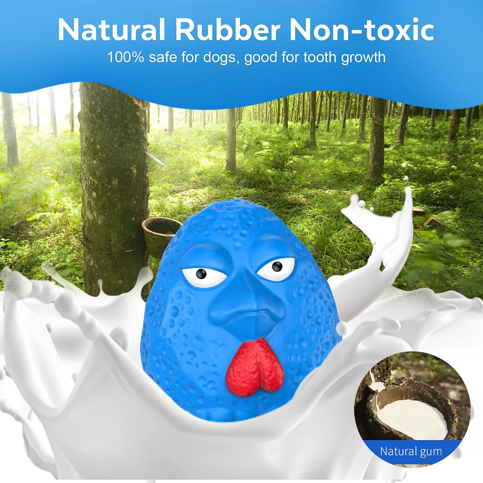 Rubber Dog Chew Toys,Treat Food Dispensing Dog Toys for Teeth Cleaning, Interactive Puzzle Dog Toys for Small Medium Large Dogs Blue