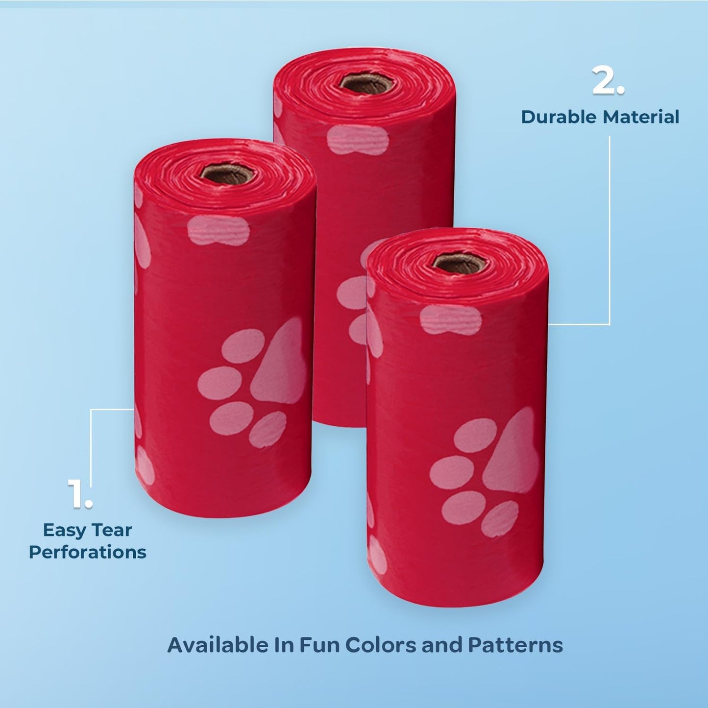 Dog Poop Bags (240 Bags) for Waste Refuse Cleanup, Doggy Roll Replacements for Outdoor Puppy Walking and Travel, Leak Proof and Tear Resistant, Thick Plastic - Red